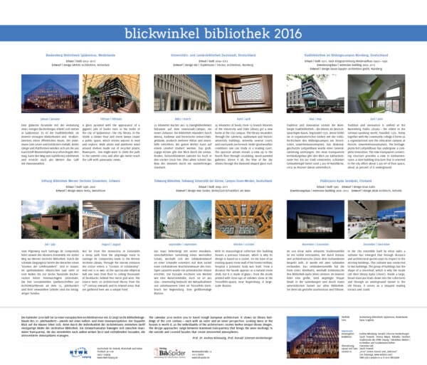 blickwinkel bibliothek 2016 Wandkalender